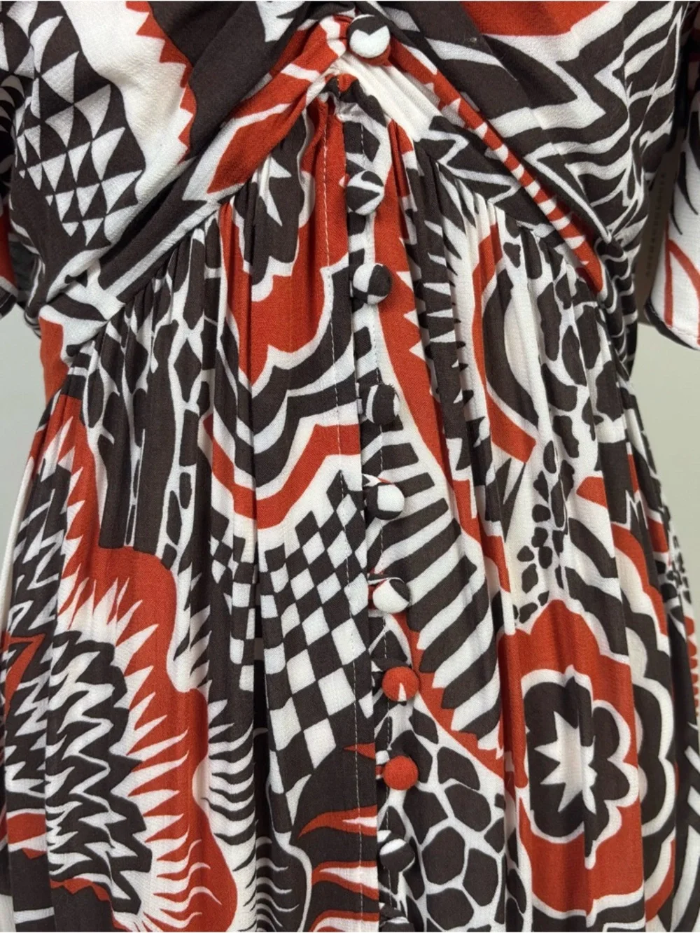 Anthropologie Maxi Dress Flutter Sleeve Cut Out Boho Orange Brown Medium NWT - Picture 7 of 16